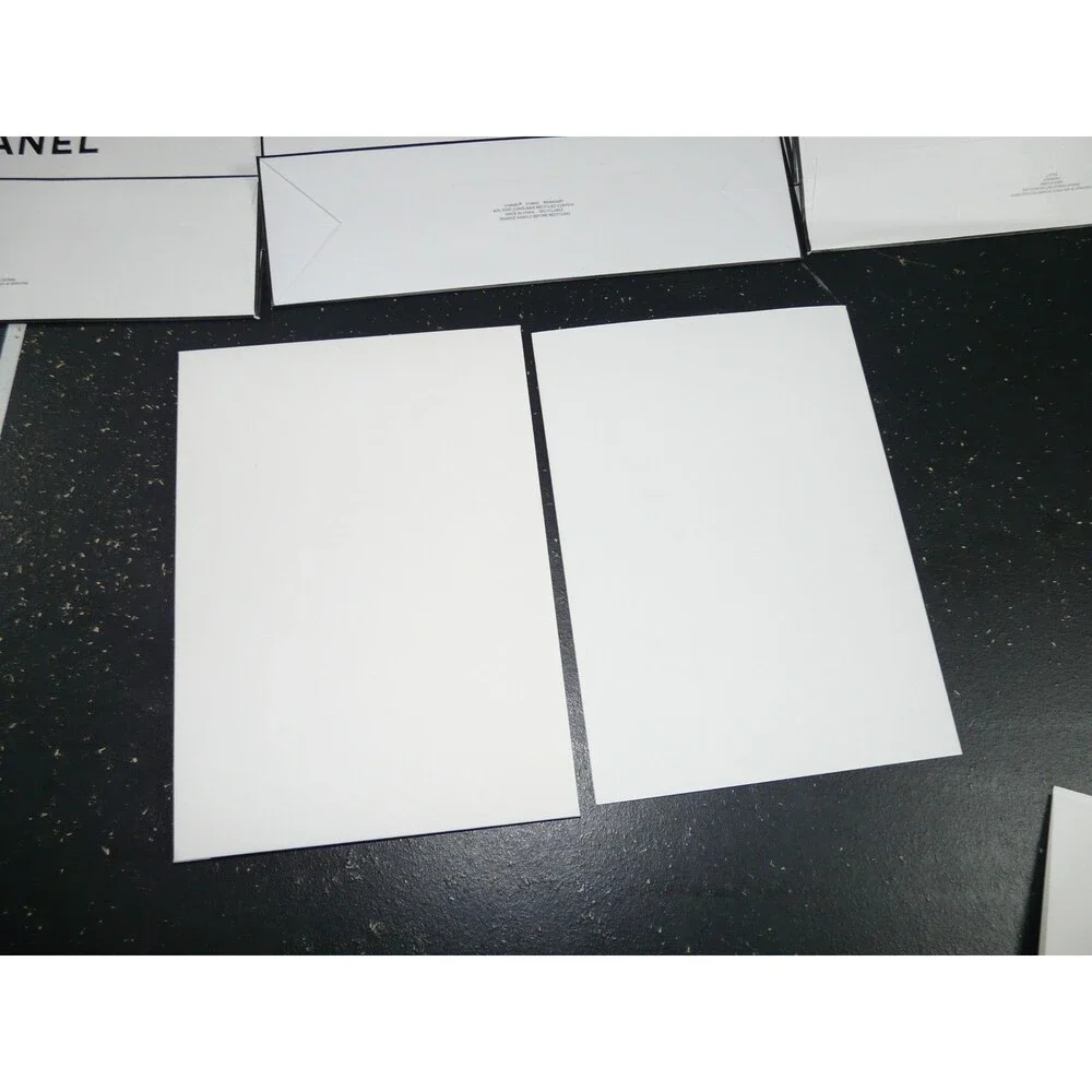 CHANEL Gift Shopping Bag Lot of 5 w/ Ribbon Rose Card Envelope White & Black